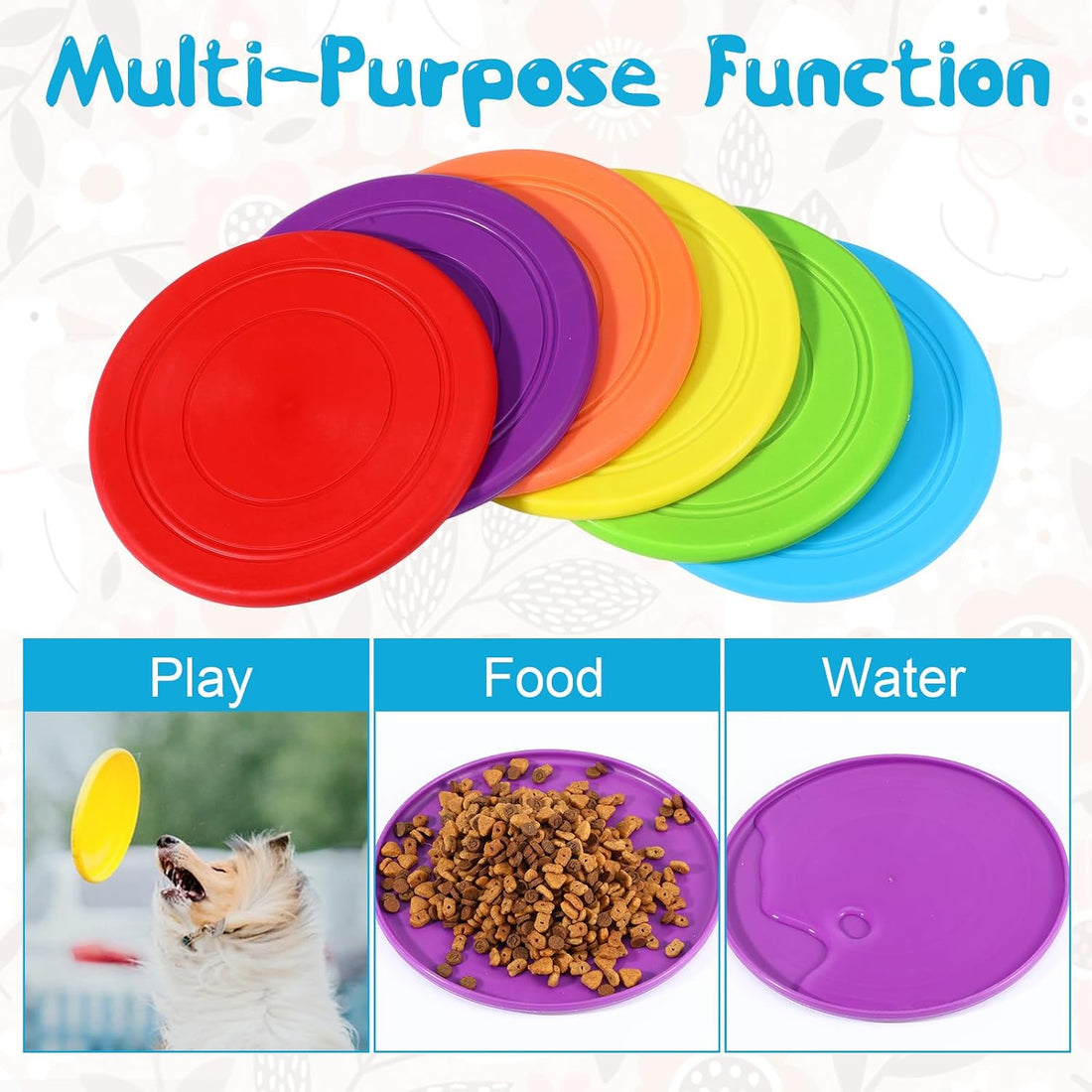 18 Pack Dog Flying Discs, Soft TPR Rubber Flyer Toys for Small Medium