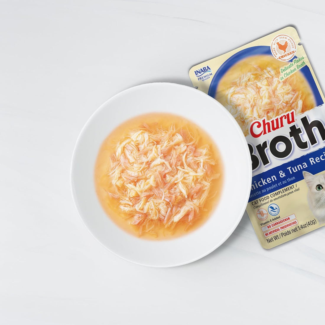 INABA Churu Broth for Cats, Side Dish Pouch, 1.4 Ounces per Pouch