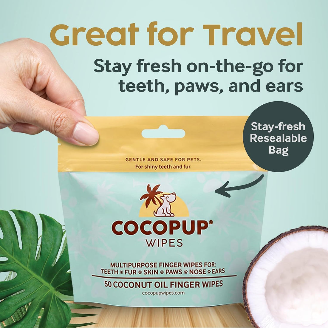 Cocopup Dog Teeth Cleaning Wipes | Pet Dental Finger Wipes