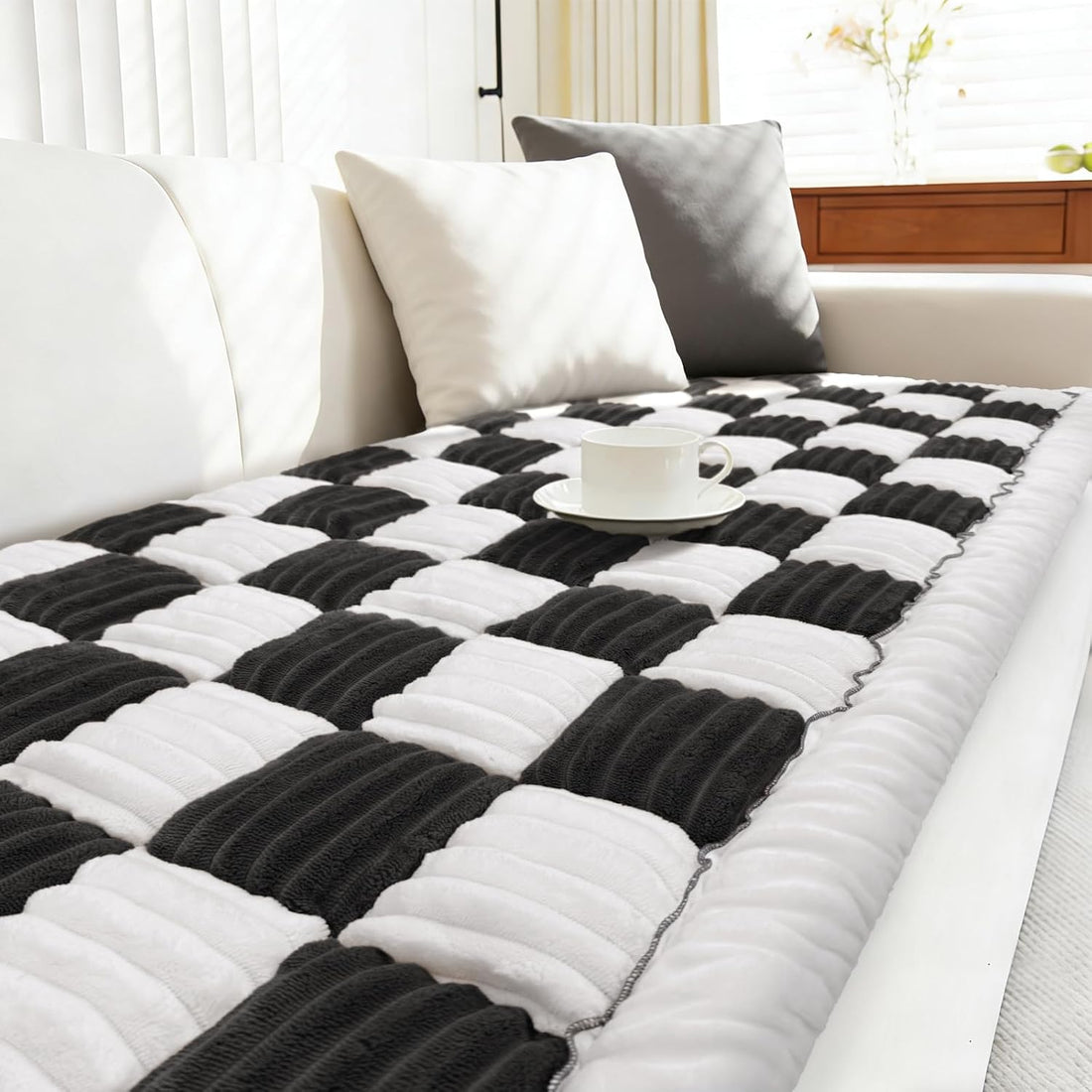 Checkered Couch Cover, Couch Covers For Dogs Washable Non-Slip