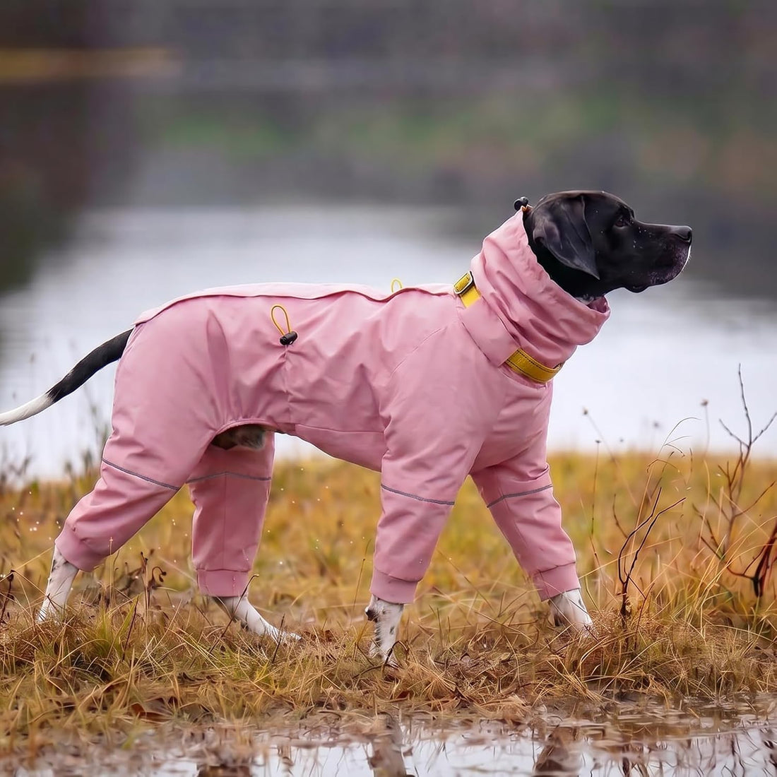 Kouser Waterproof Full-Body Coverage Dog Raincoat, Pink XL