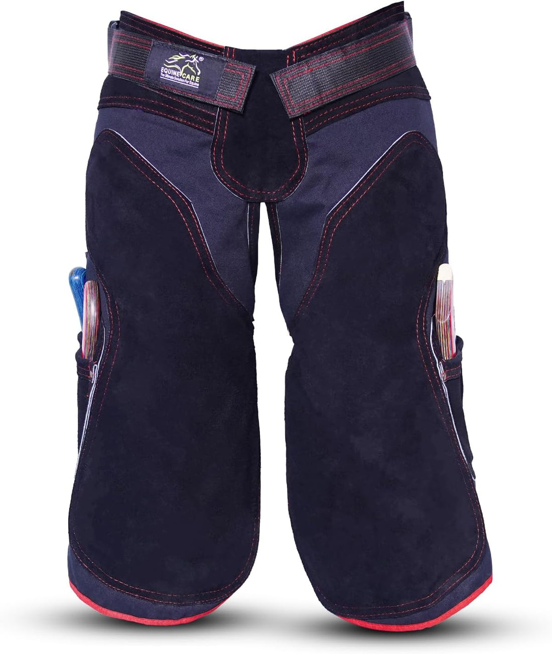 Equine Care Black Leather Farrier Apron Chaps, Canvas, Back Support