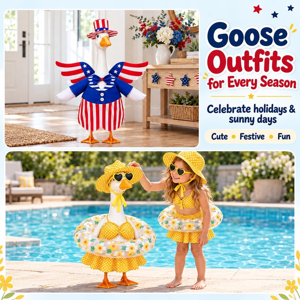 8 Set Holiday Porch Goose Outfits All Seasons Clothes for 23 Inch