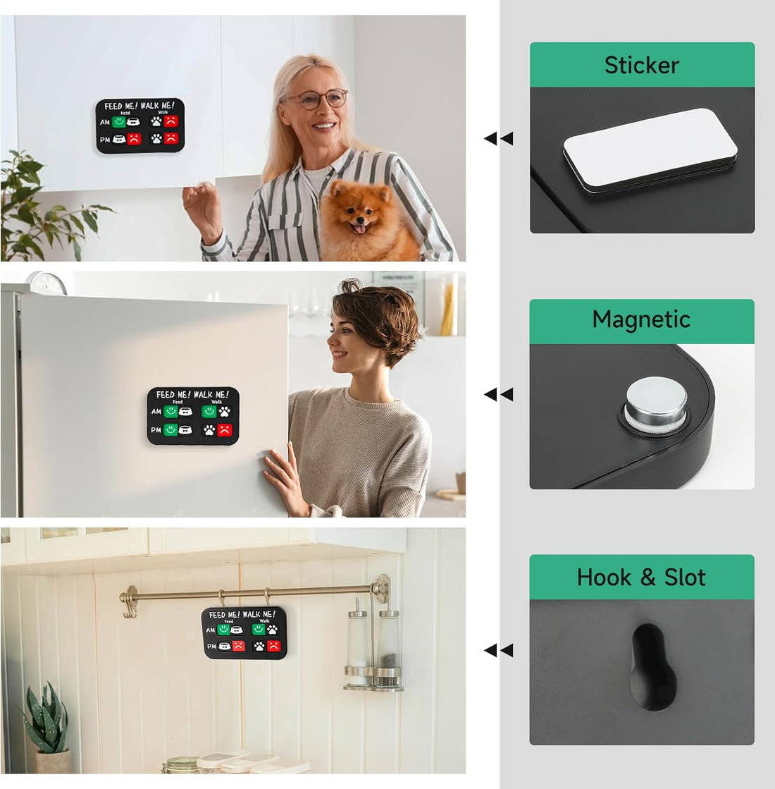 YAUYIK Pet Feeding Reminder Magnet, Dog Fed Sign Tracker