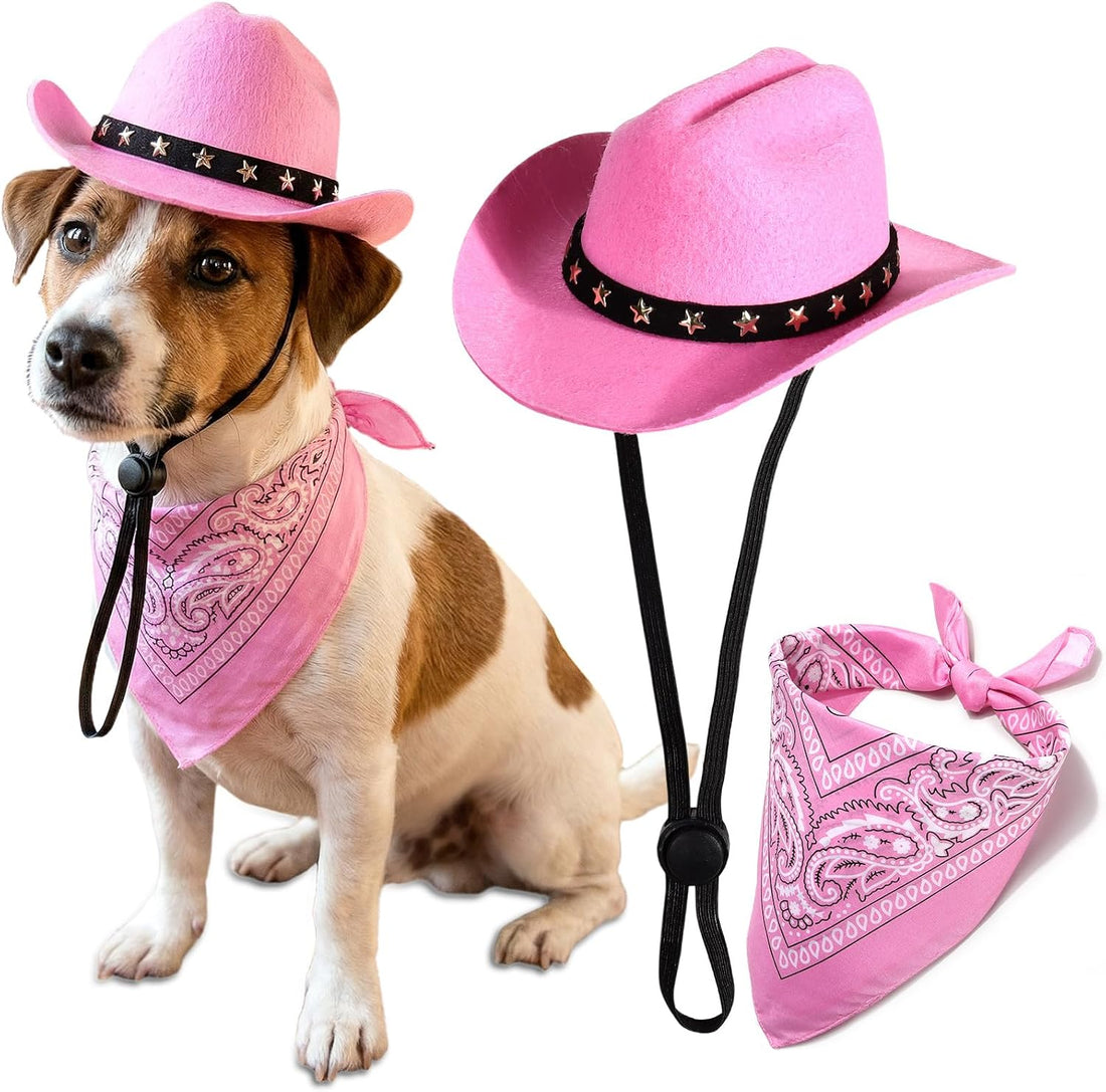 Pet Cowboy Costume, Dog Cowboy Hat with Bandana Scarf
