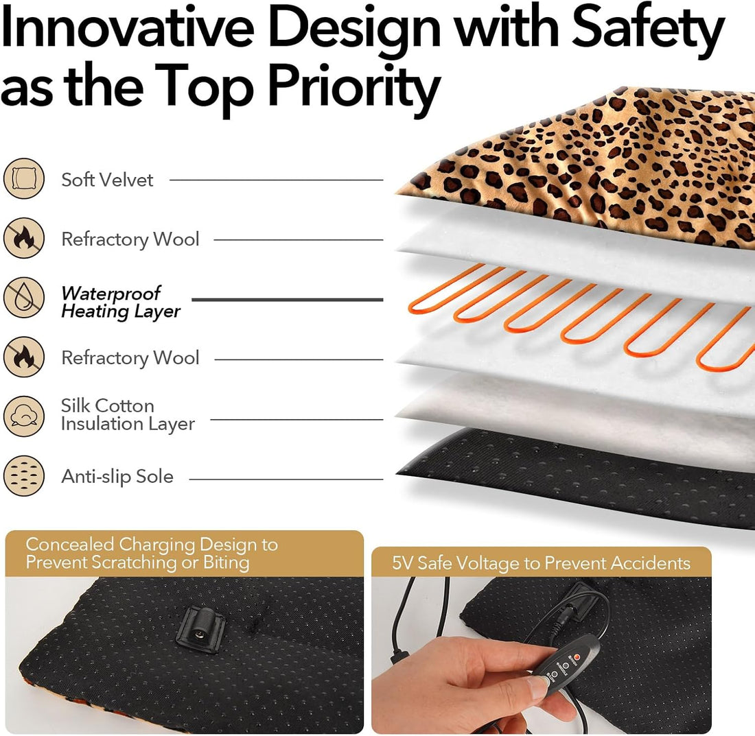 USB Heating Warmer Pad Bed for Cat, Small Dog and Pet, 15"X19"