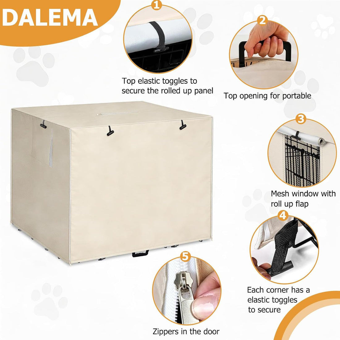Dalema 42Inch Wire Dog Crate Cover,Durable Windproof Privacy
