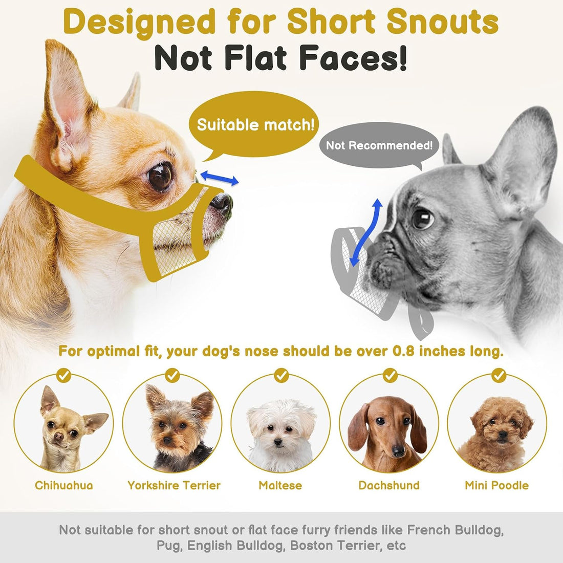 Mayerzon Mesh Muzzle for Short Snout and Small Medium Dogs Anti-Biting