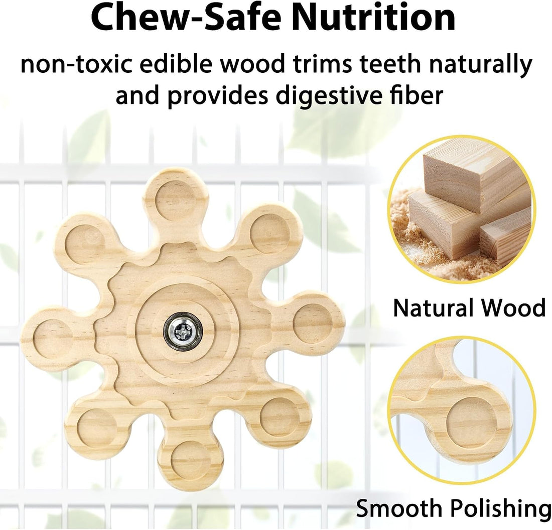 Rotating Chinchilla Chew Toys for Teeth, Kiln-Dried Wood Enrichment