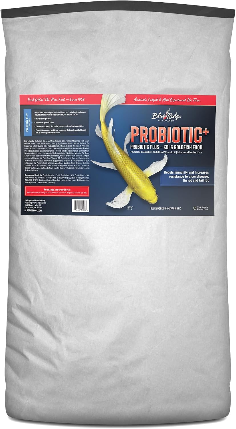 Blue Ridge Koi Fish Food, Probiotic Plus Formula, 3/16" Pellets, 5 lb