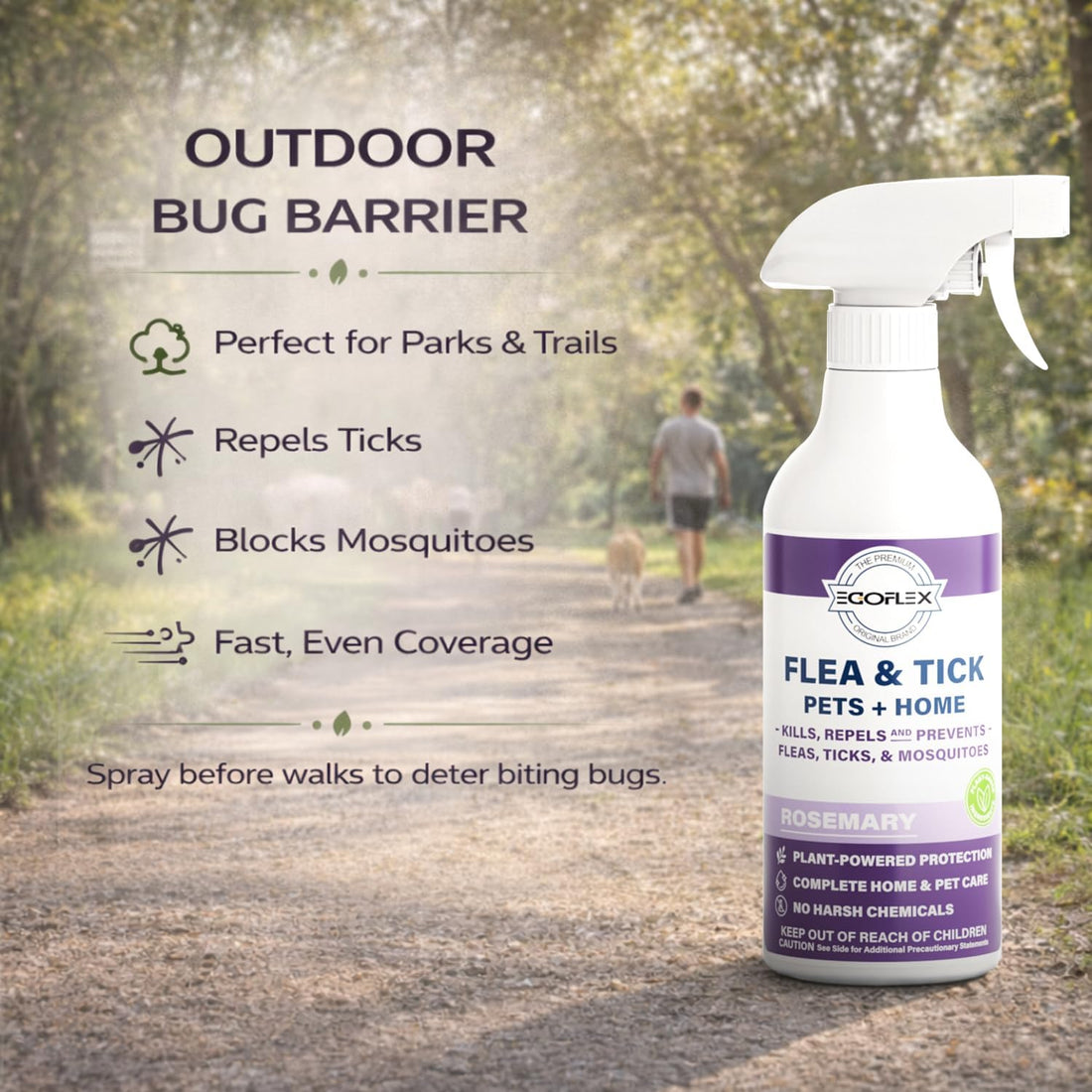 Flea Spray for Home & Pets Plant-Based Repellent with Rosemary Scent