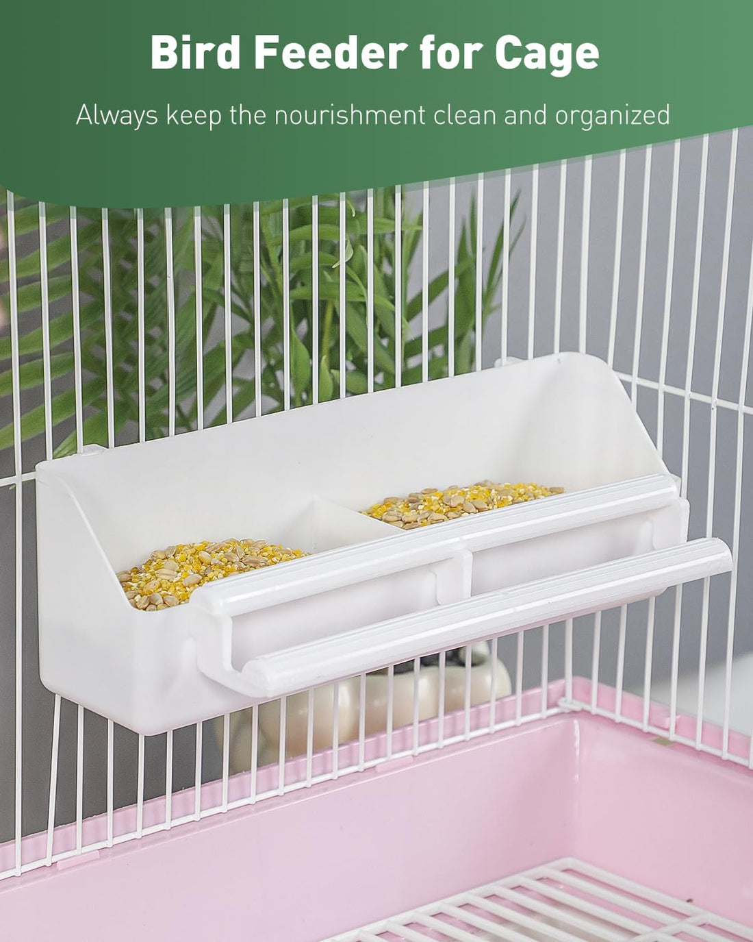 Pawfly 2 Pack Bird Feeder for Cage Hanging Plastic Feeder with Hooks