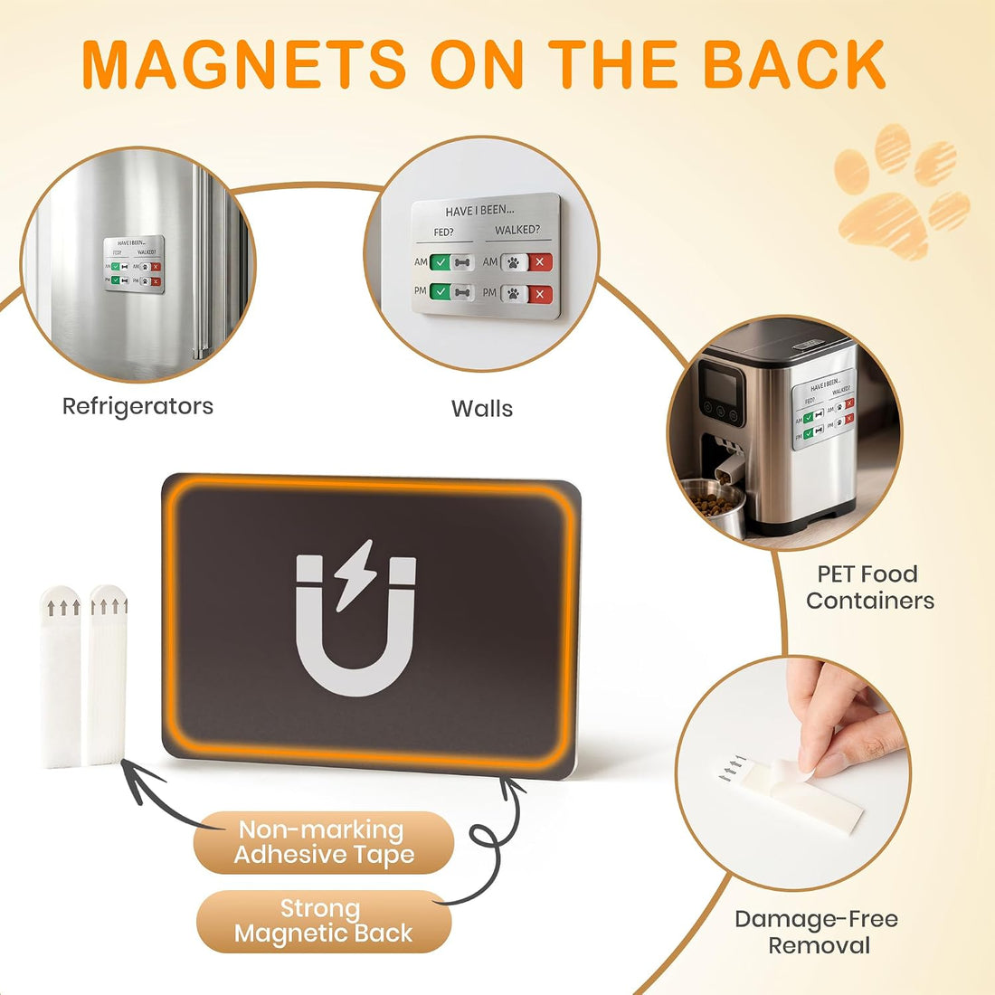 EliteSign Dog Feeding Reminder Sign, Pet Feeding Tracker with Magnet