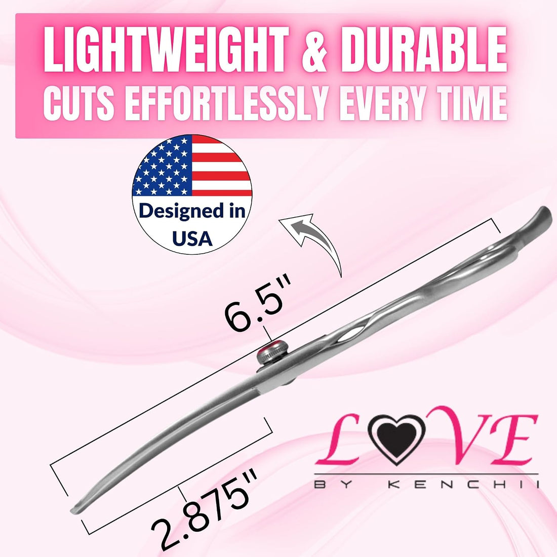 Kenchii Love Dog Grooming Shears, 6.5in Ball Tip Curved