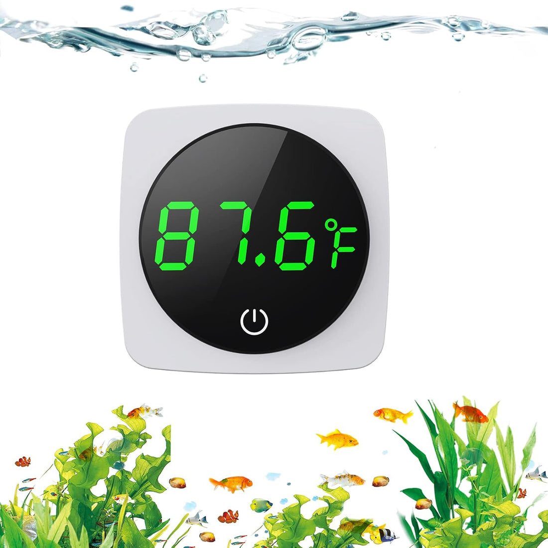 PAIZOO Aquarium Thermometer, LED Digital Fish Tank Thermometer, White