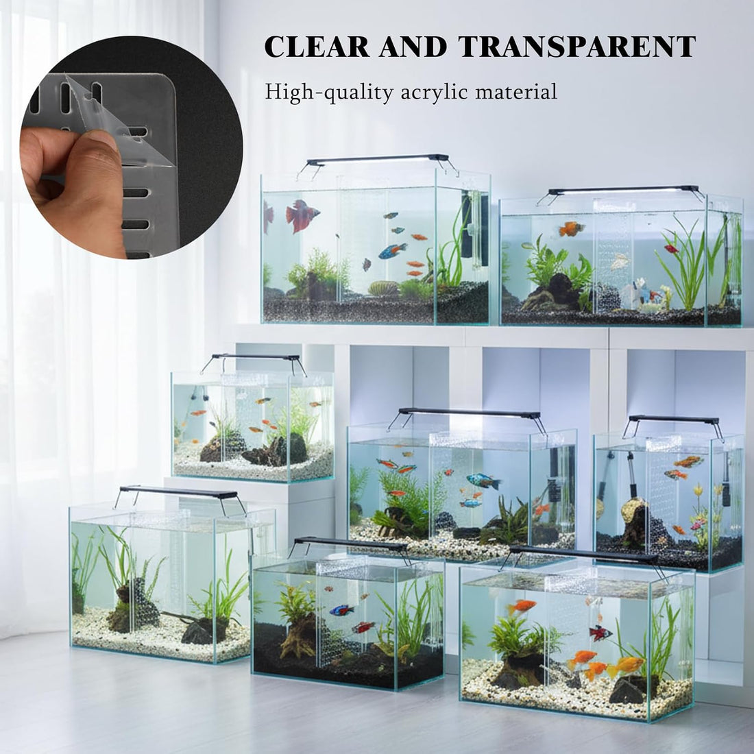 Fish Tank Separator 5 Gal, Acrylic Aquarium Divider with Suction Cups