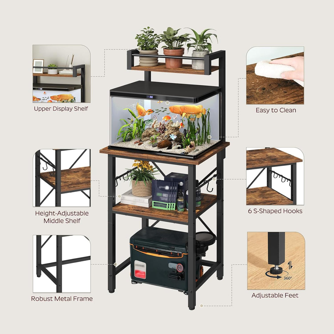 MAHANCRIS 5-10 Gallon Fish Tank Stand