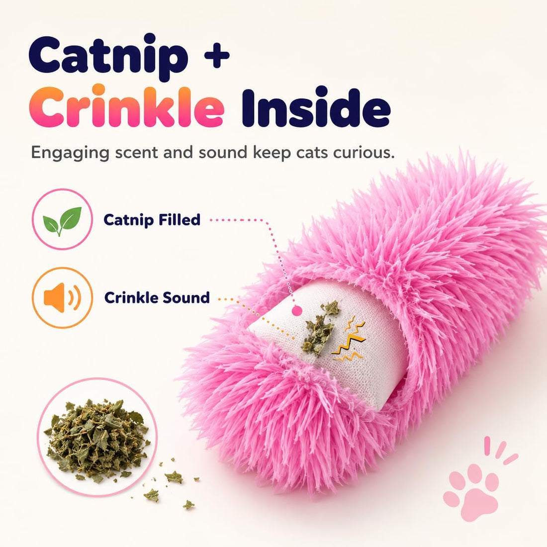 Dr. Fluffyyes 3 Fluffy Things Cat Toy Pillows with Catnip & Crinkle
