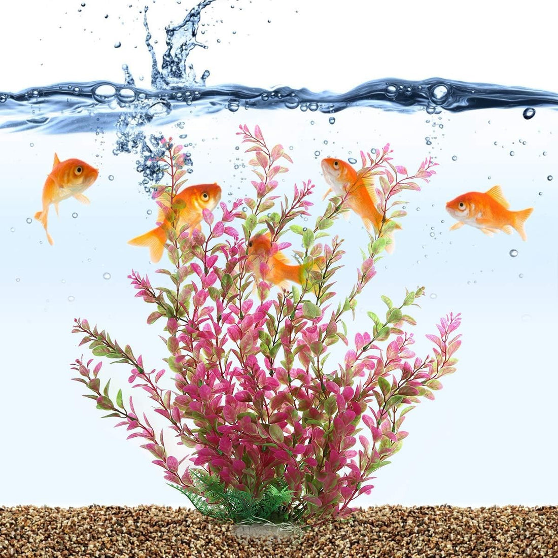 17" Plastic Water Plant for Aquarium Fish Tank Ornament, Rhodo