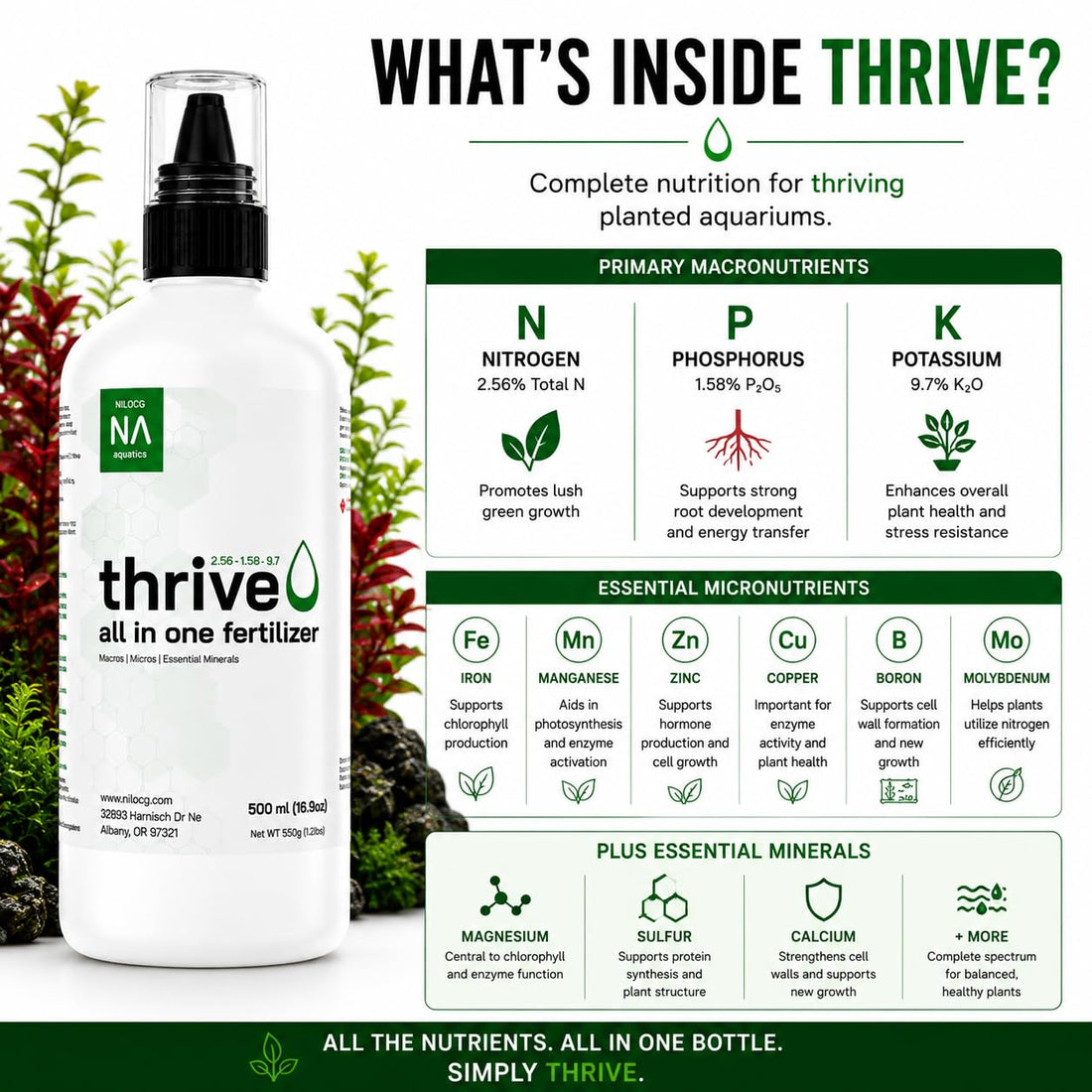Thrive Planted Aquarium Fertilizer -All in One Planted Tank Liquid