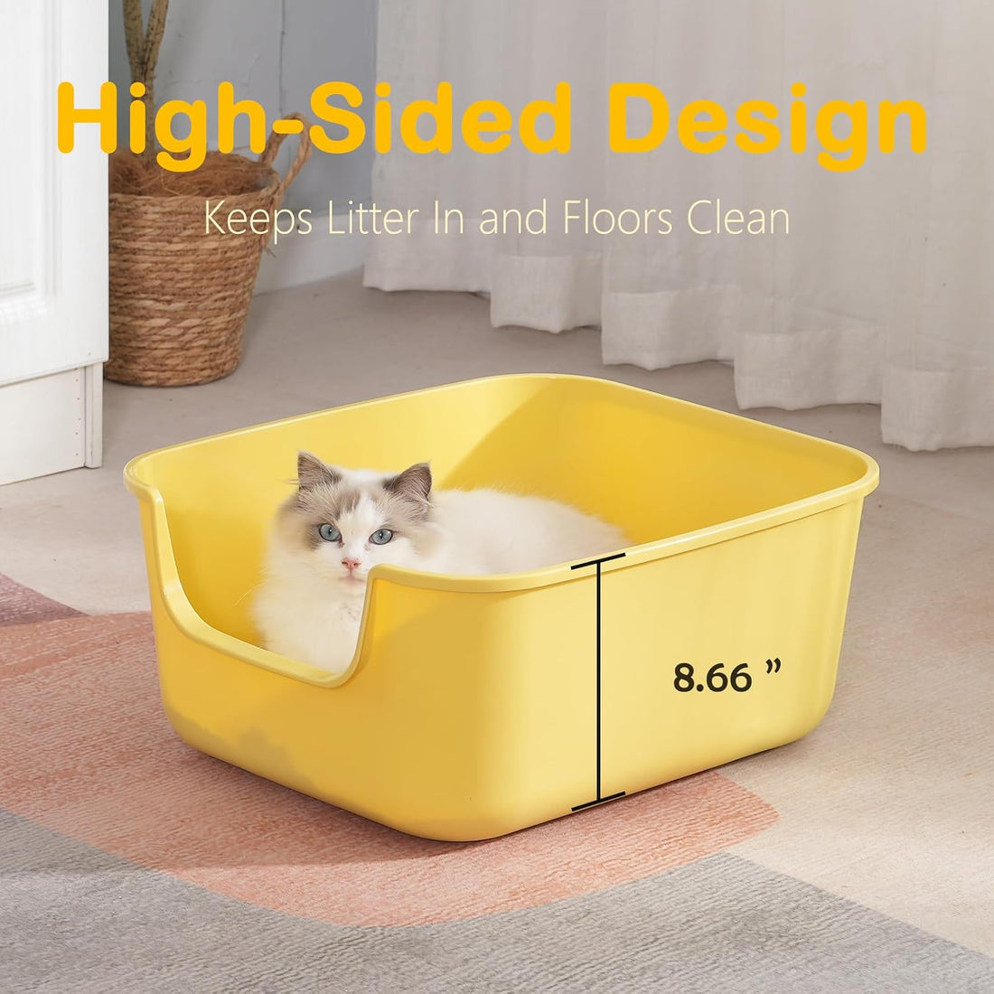LoopTime Large Cat Litter Box with High Sides,Cat Boxes for Indoor