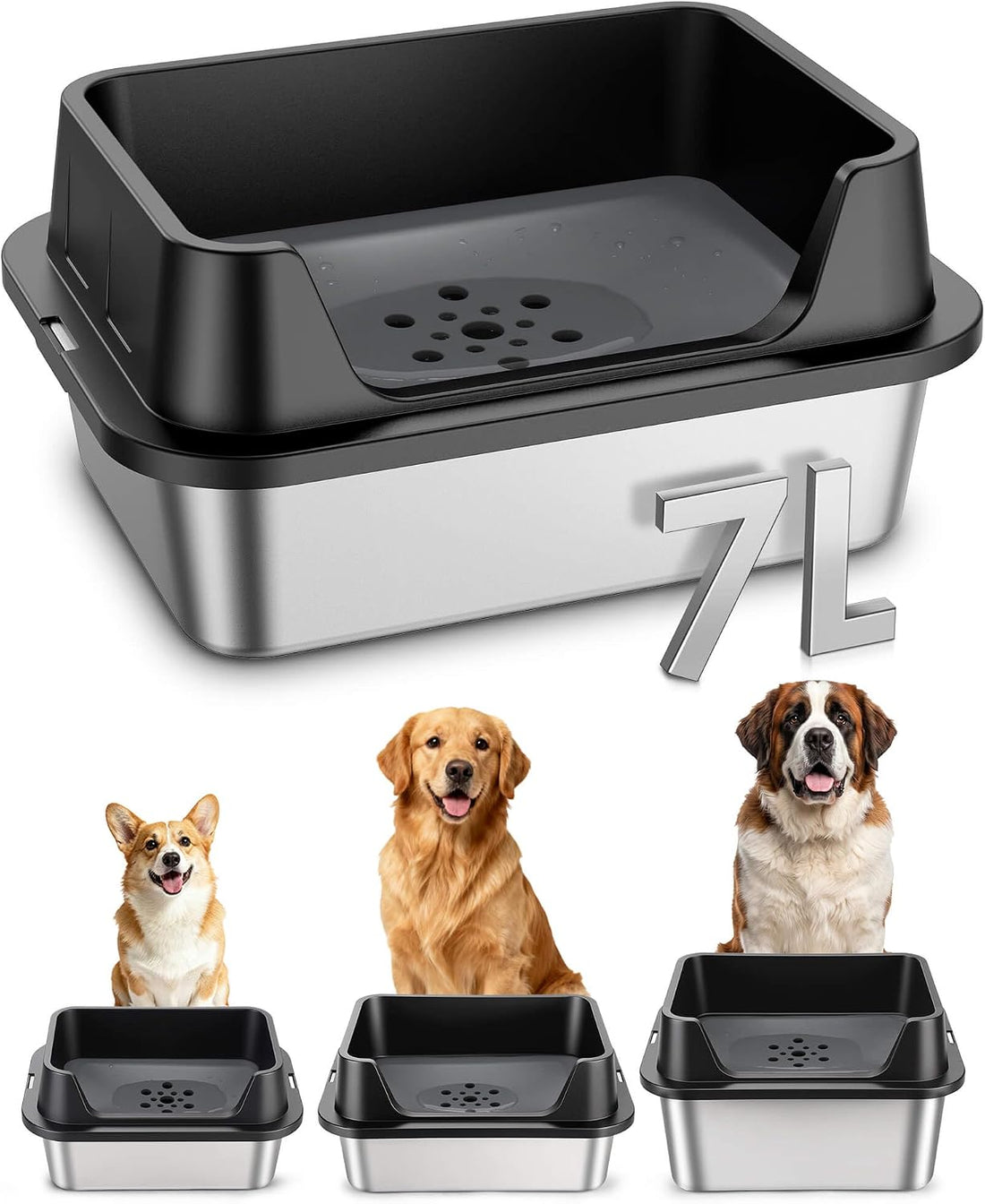 11L No Spill Dog Water Bowl with Splash Guard & Slow Drink Disk