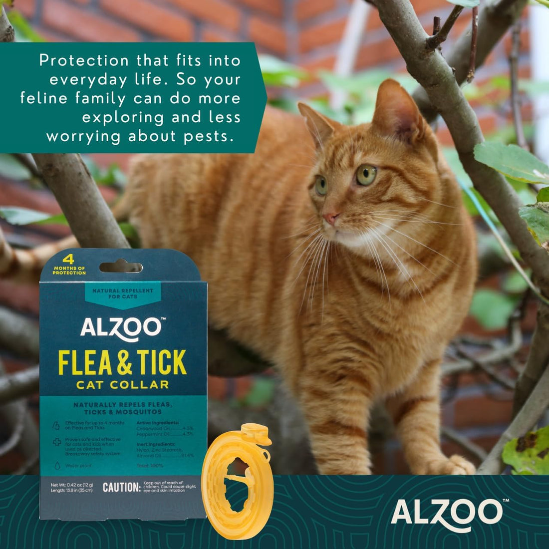 ALZOO Flea & Tick Collar for Cats, Up to 4 Months
