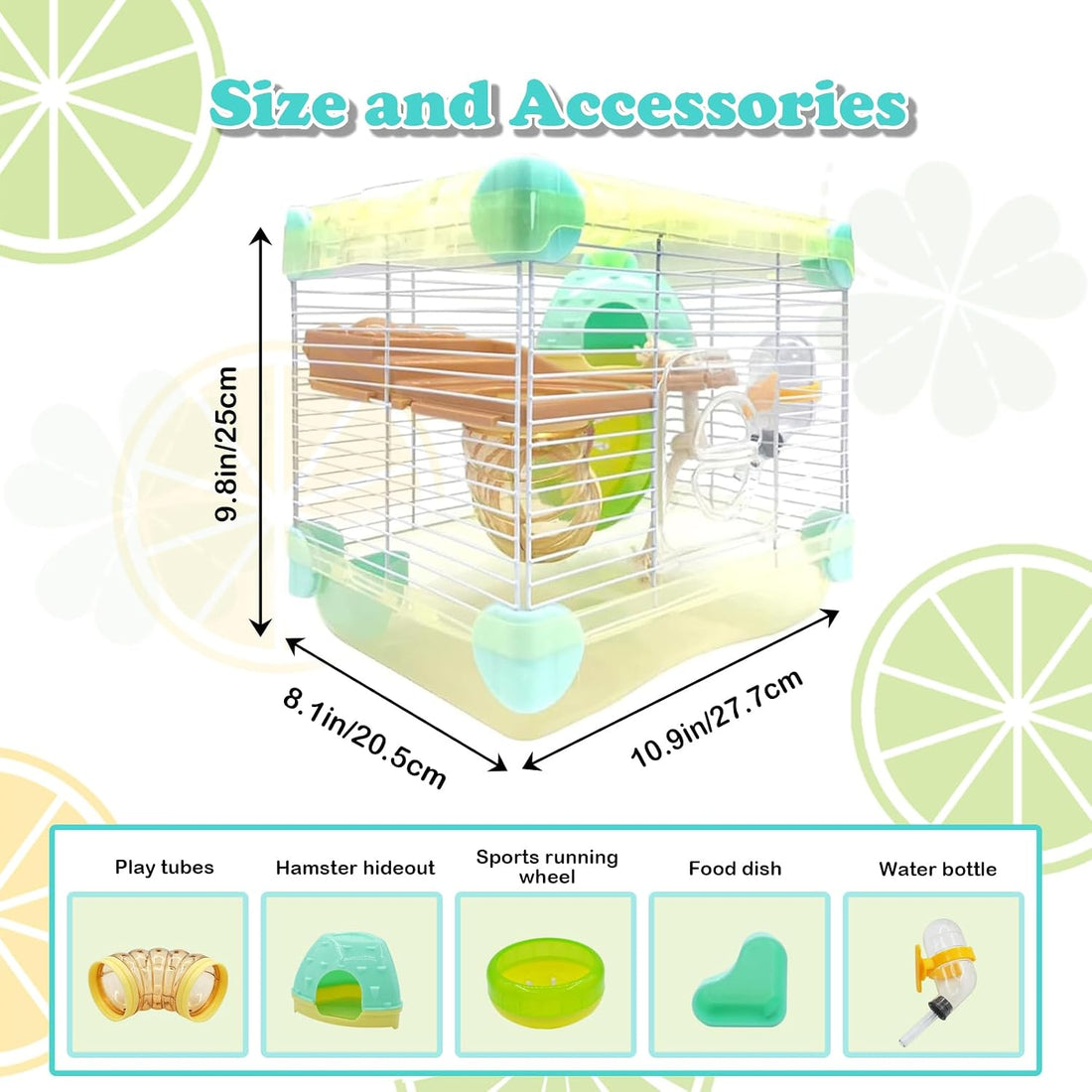 2 Layers Hamster Cage with Tubes Mouse Cage with Accessories Water