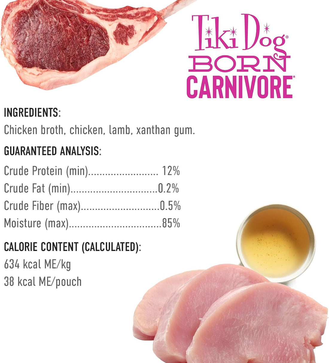 Tiki Dog Protein Booster Dog Food Topper, Chicken & Lamb, 2.1oz, 12ct