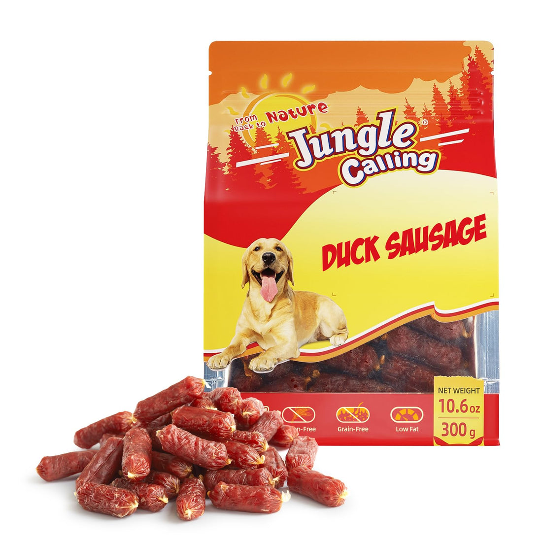 Jungle Calling Soft Duck Sausage Dog Treats