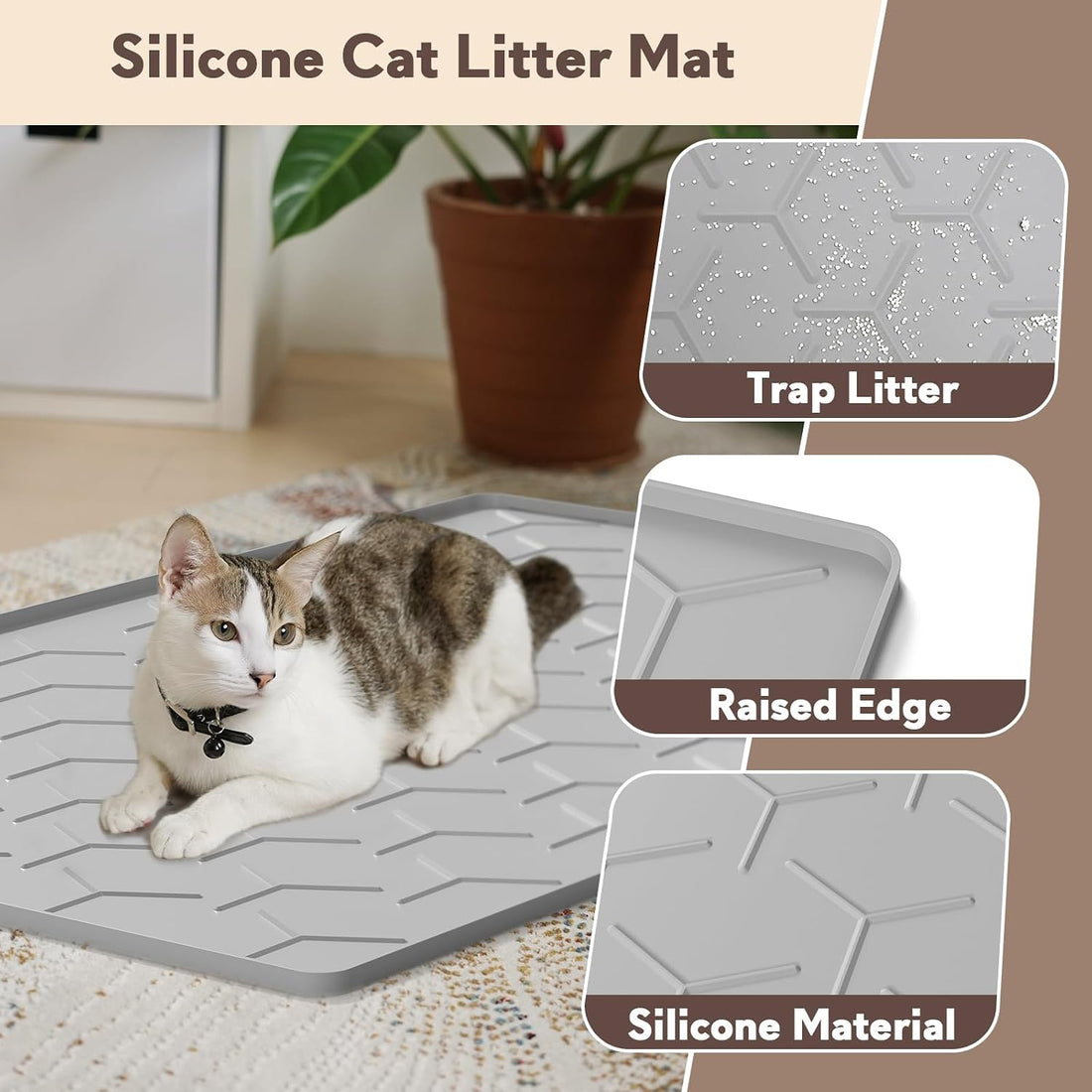 Garoopion Cat Mat for Litter Box, Large 34.05×22.5 inch Cat Litter Mat