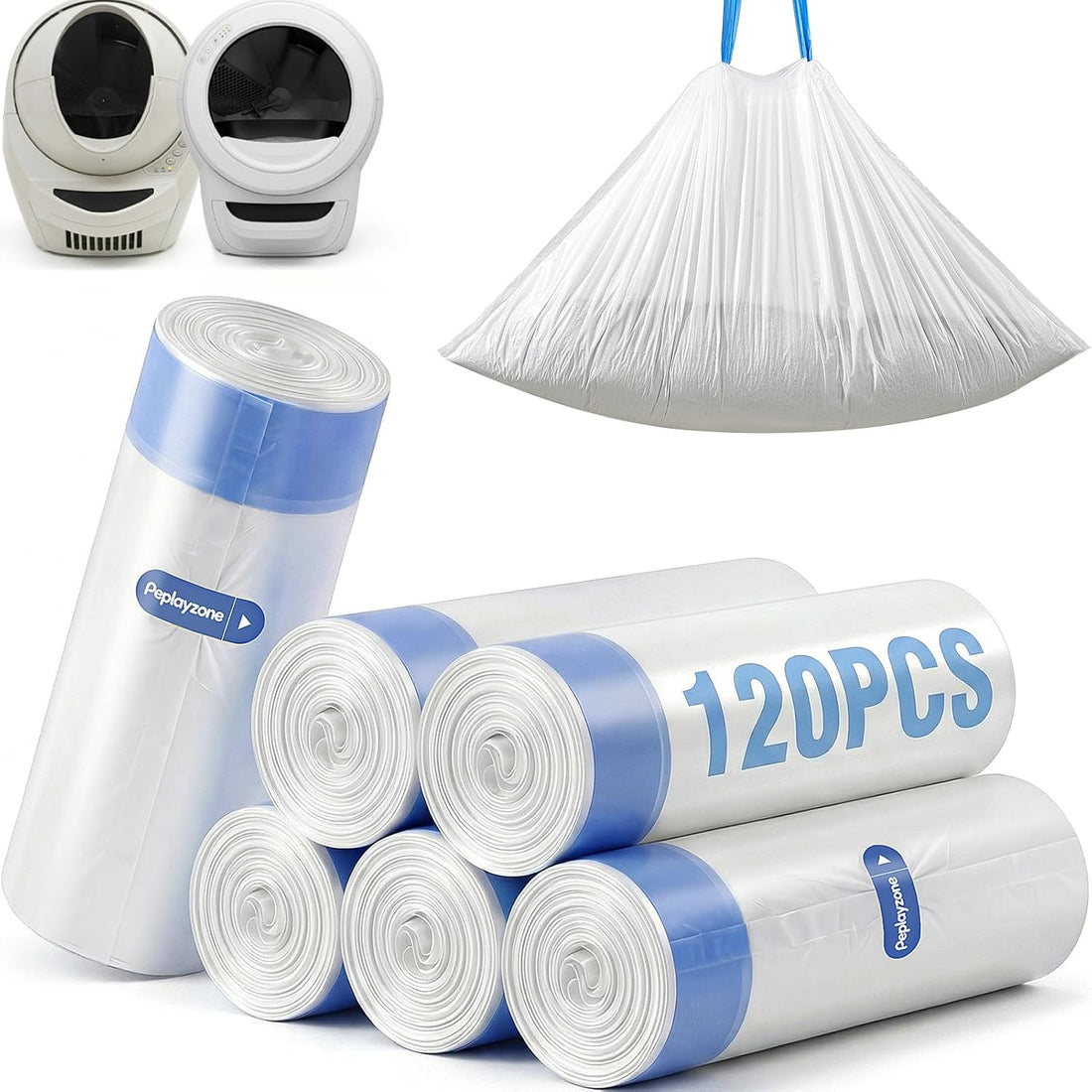 120 Count Cat Litter Bags Compatible with Automatic Litter Box Robot