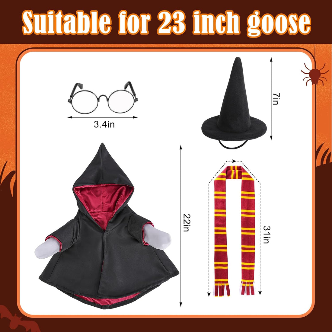 4Pcs Halloween Wizard Goose Outfits