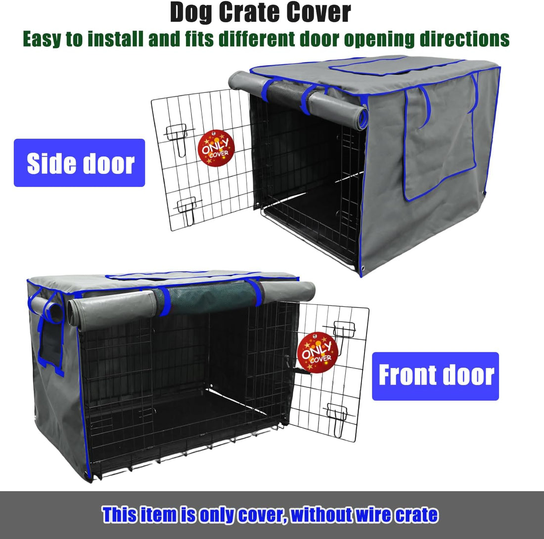 48-Inch Grey Dog Crate Cover, Light-Blocking Roller Shade -Cover Only