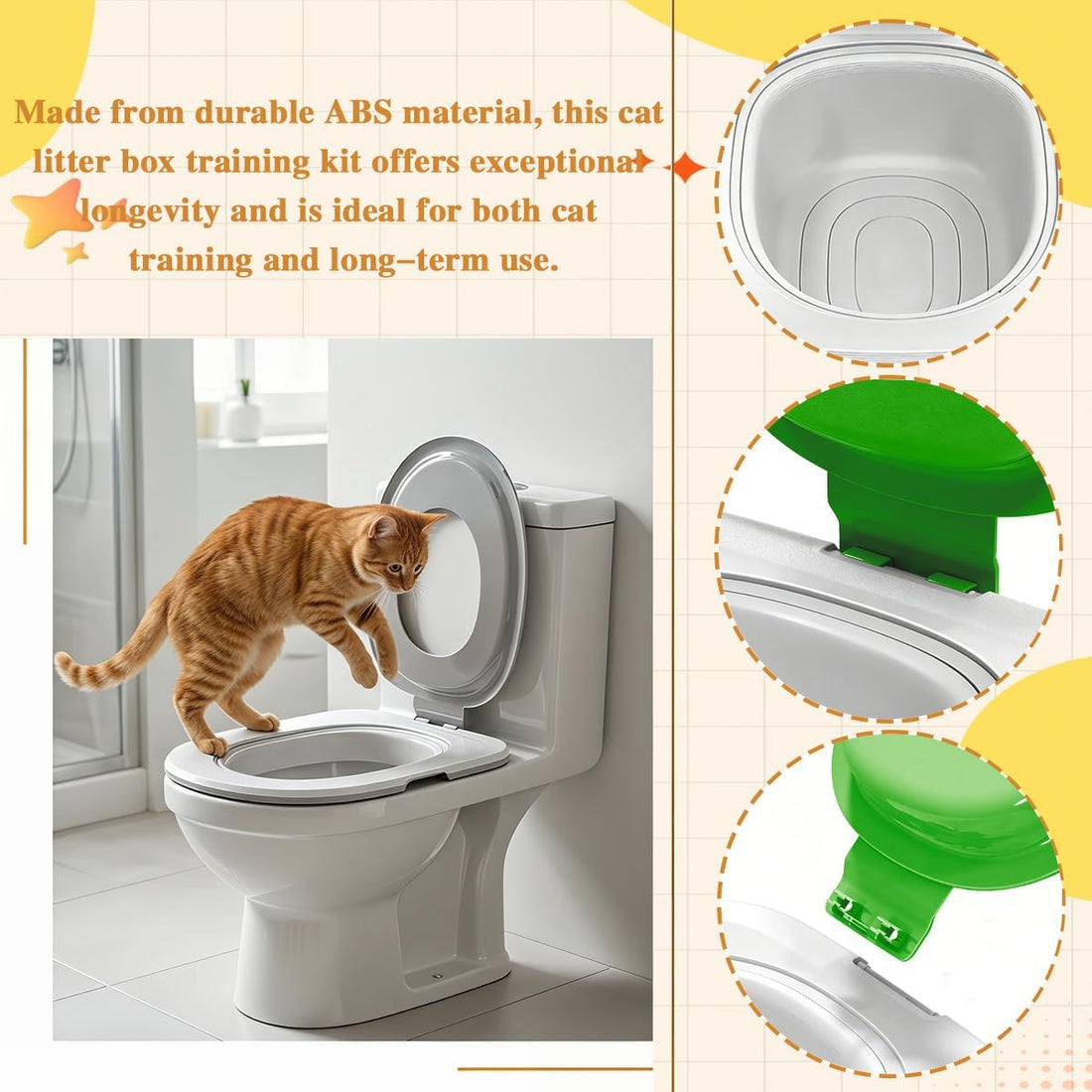 Cat Toilet Trainer Kit with Litter Scoop,5 Movable Parts