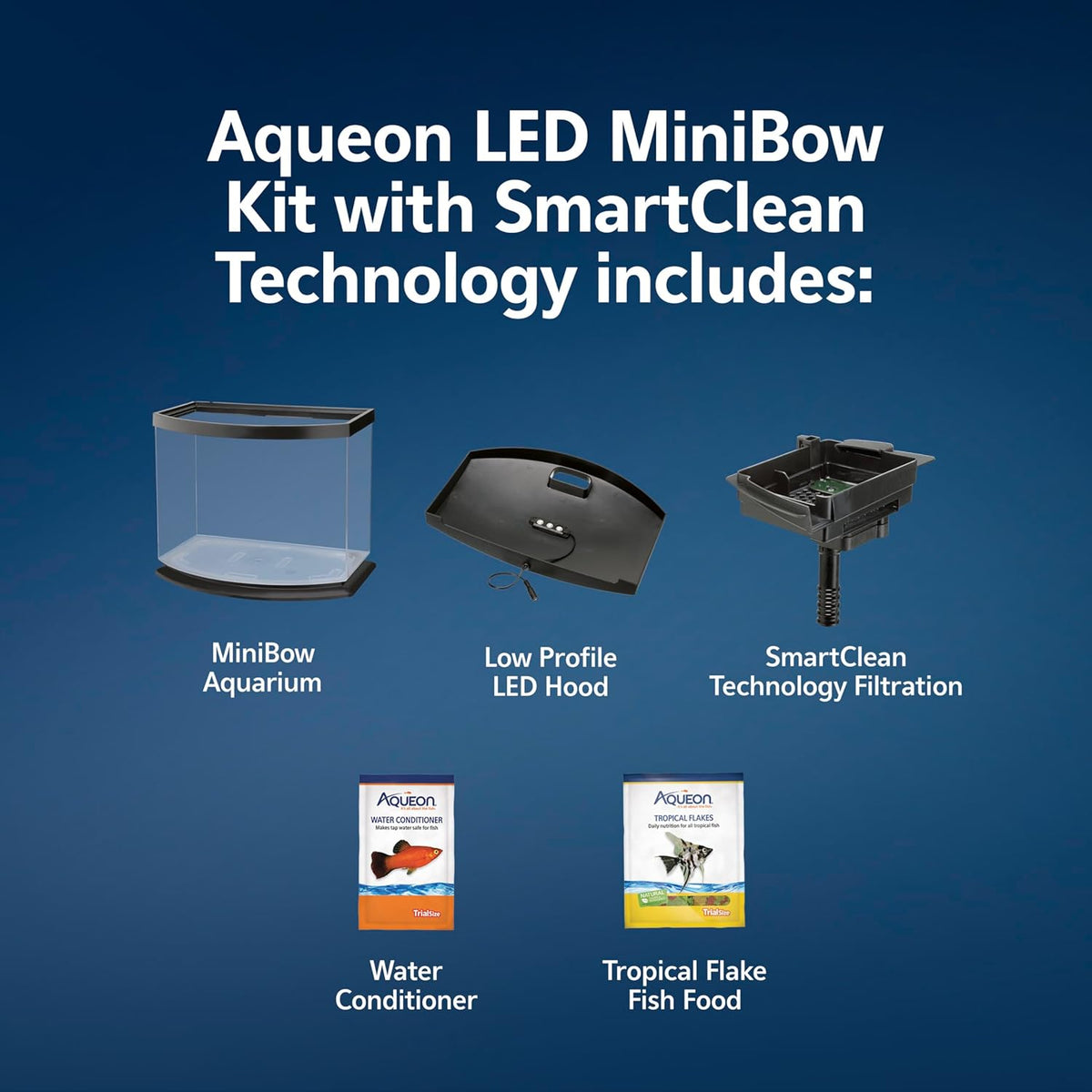 Aqueon LED MiniBow Small Aquarium Fish Tank Kit with SmartClean
