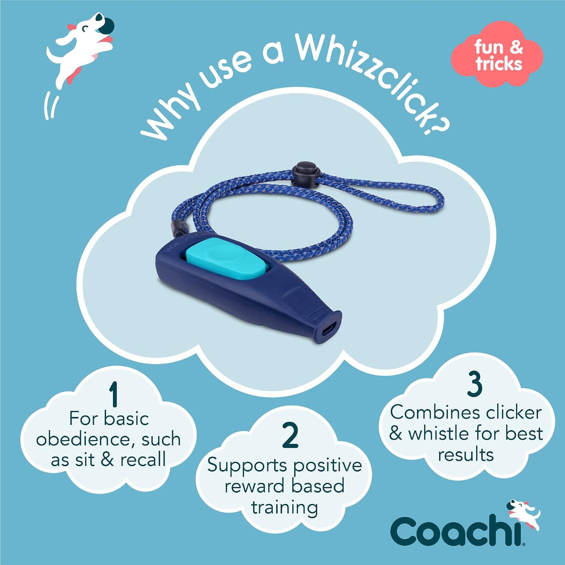 Company of Animals Coachi Whizzclick | Light Blue/Navy Button