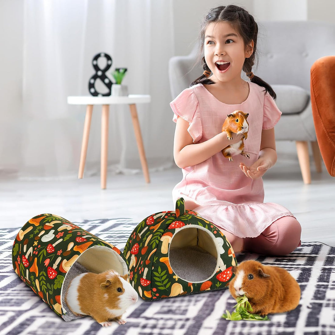 Bienbee Guinea Pig Hideout, 2 Piece Washable Set for Small Animals