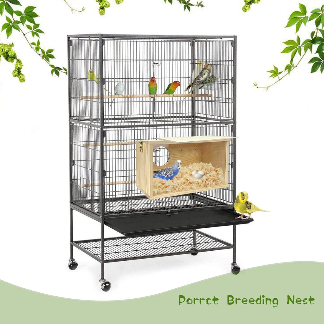 CooShou Parakeet Nesting Box Cockatiel Nesting Natural Pine Bird Nest