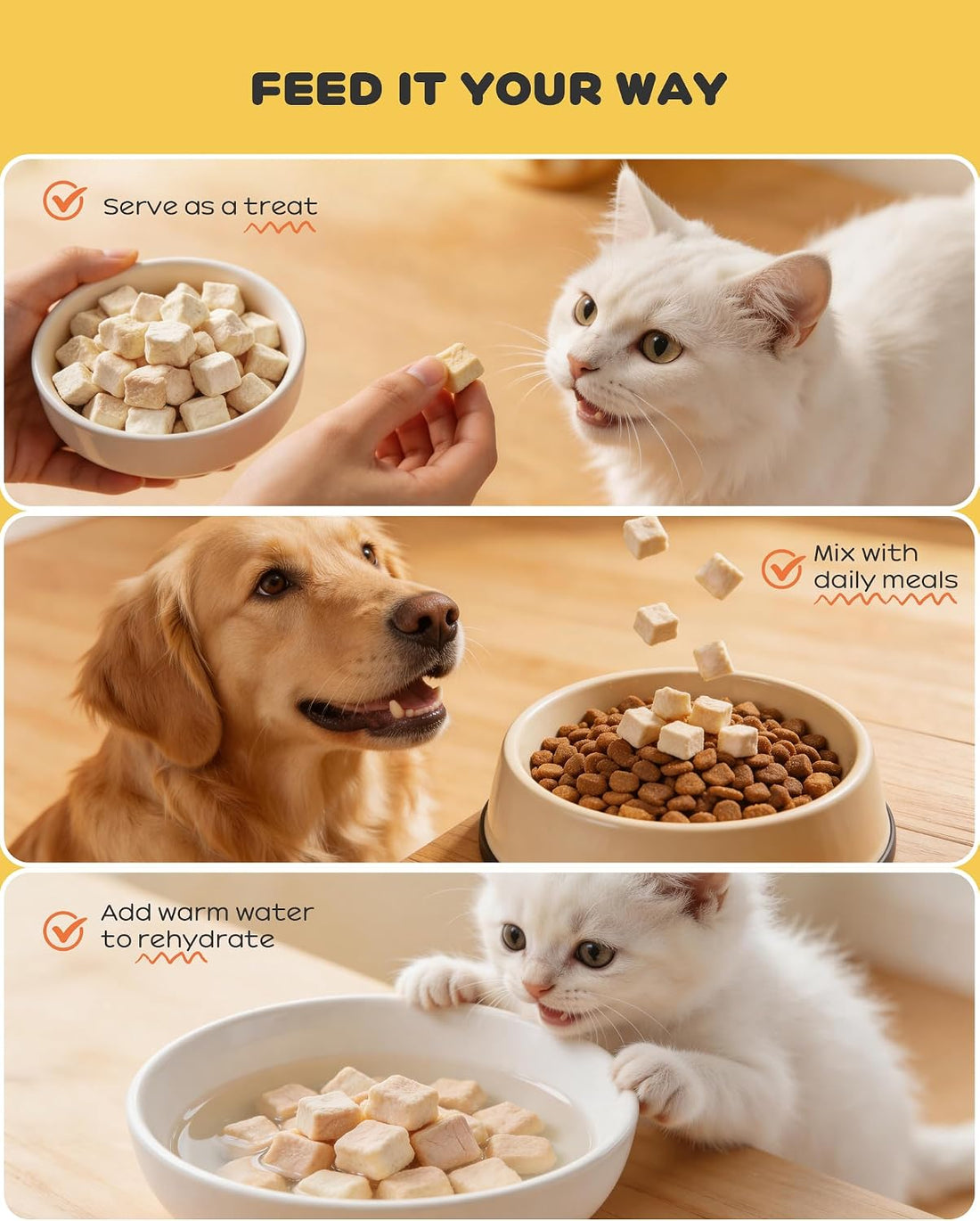 Kasrech Freeze Dried Chicken Treats for Cats & Dogs, 17.64 oz