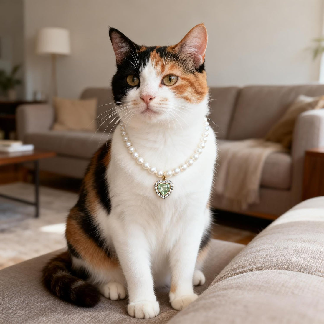 Cat Dog Sparkle Jewelry Pearl Collar Puppy Kitten Rhinestone Pendant