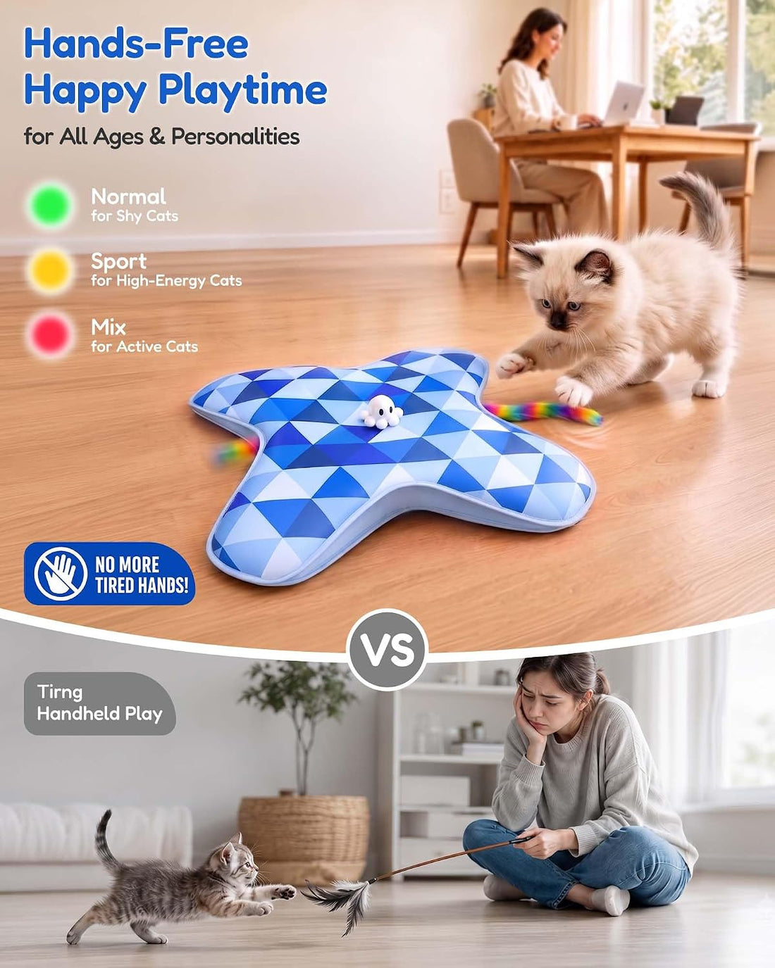 PetBusy Smart Interactive Cat Toys for Indoor Cats Chasing