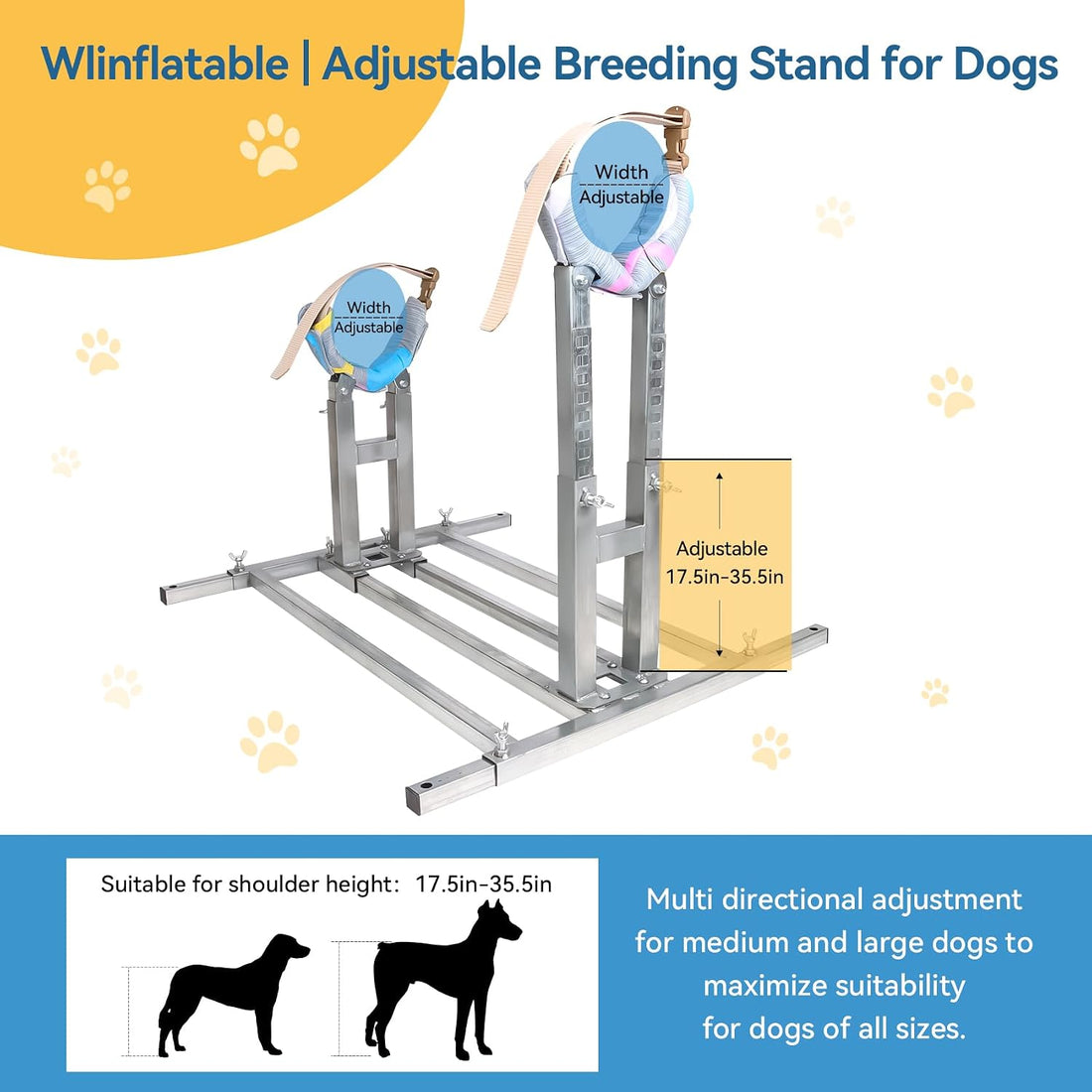 Dog Breeding Stand, Adjustable Stainless Steel Breeding Stand