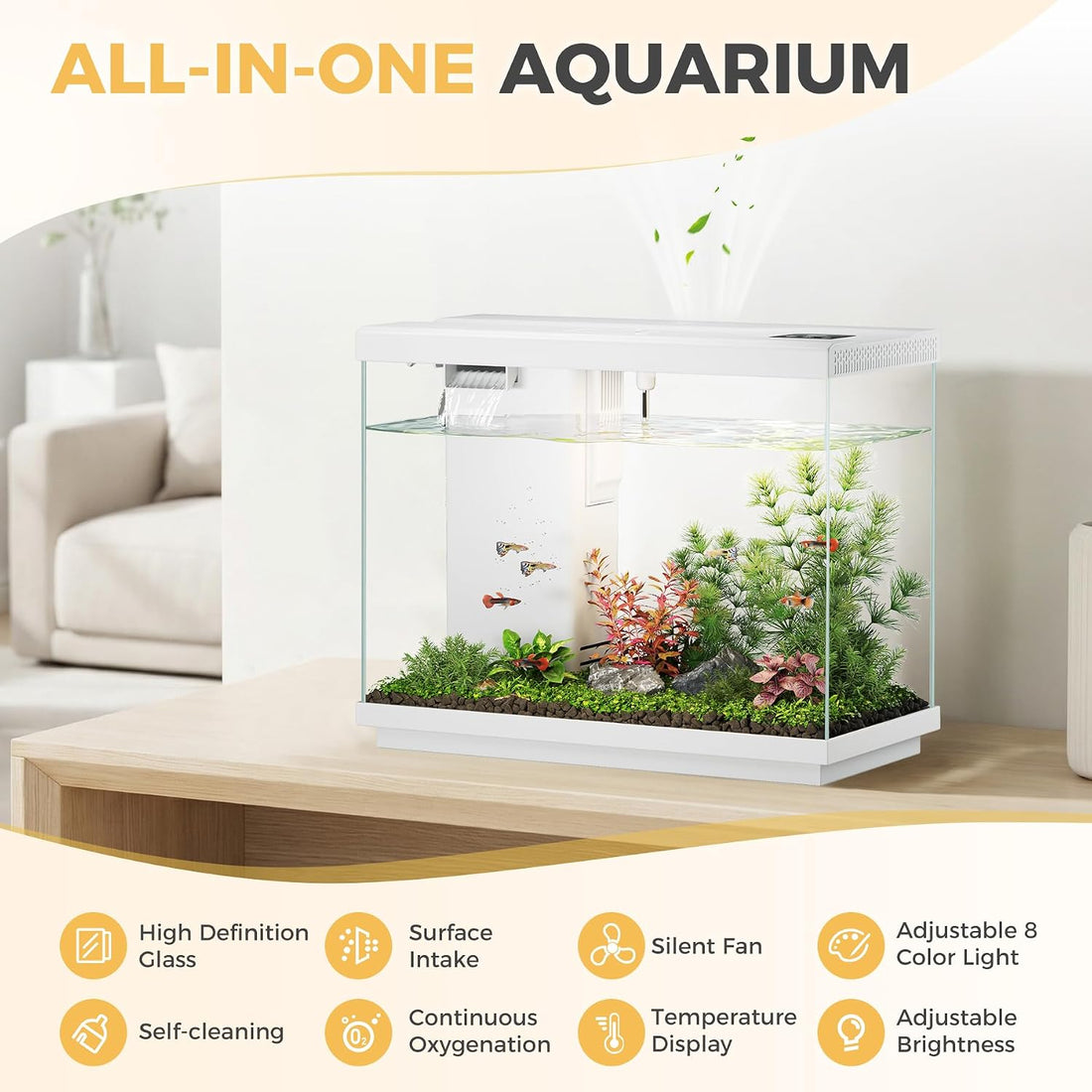 2.2 Gallon Small Fish Tank, Betta Fish Aquariums