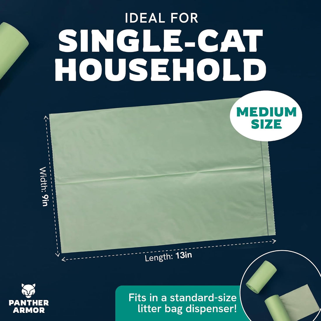 Panther Armor Compostable Cat Litter Bags for Poop