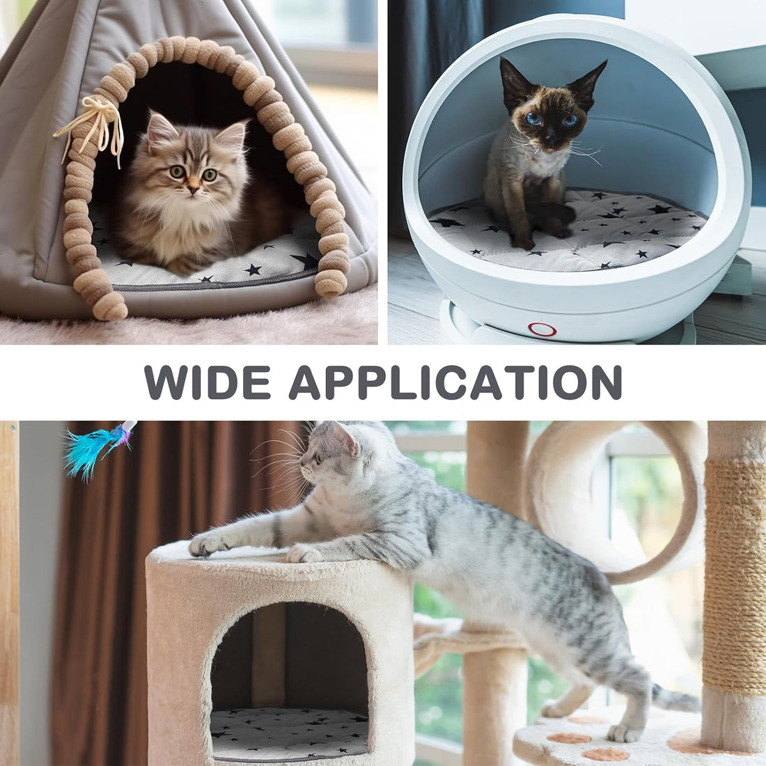 Namalu 4 Pack Self Warming Cat Bed Self Heating Cat Mat Star Pattern