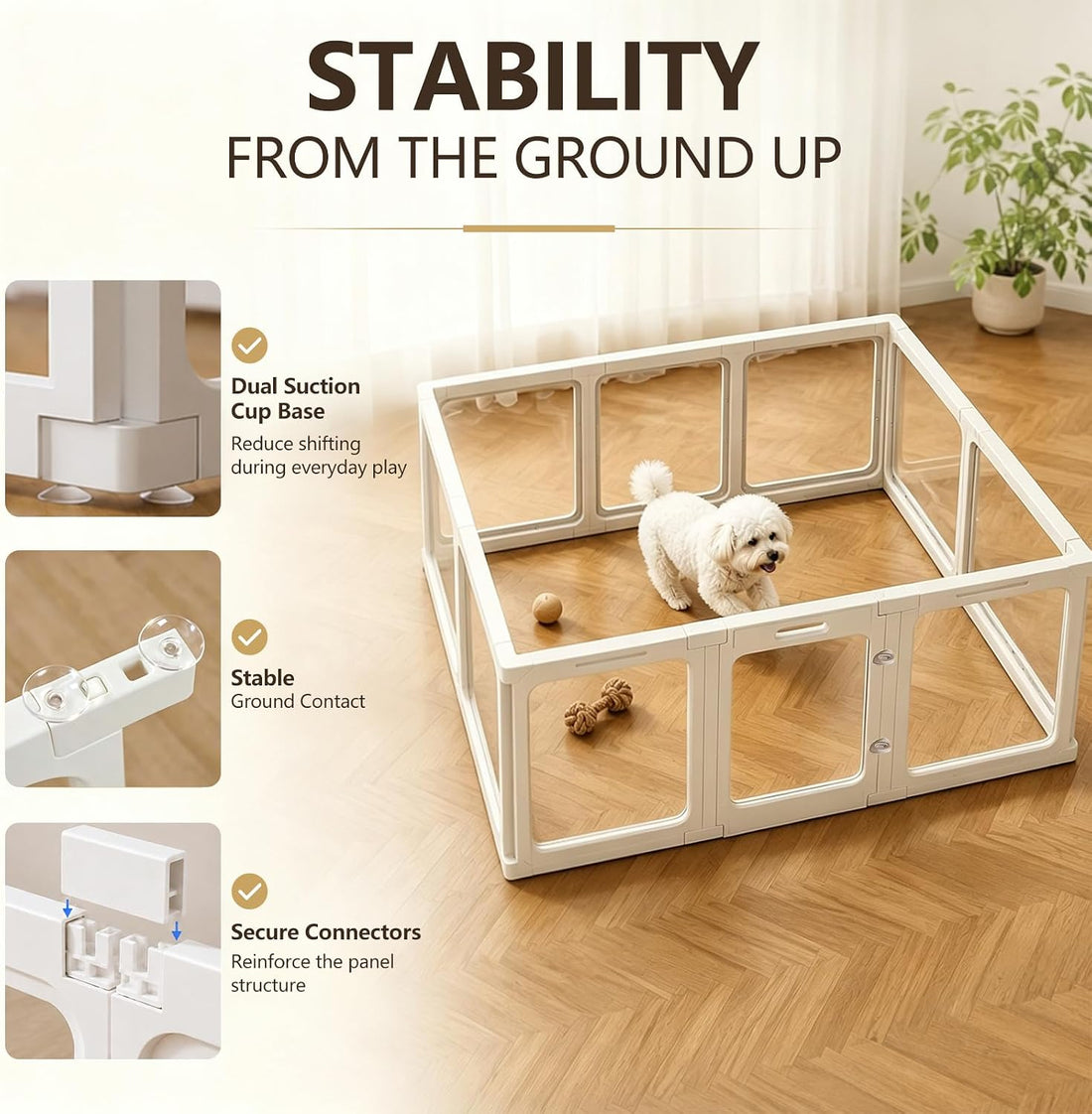 Jalove Acrylic Dog Playpen Indoor, 24“ H Plastic Pet Playpen with Door