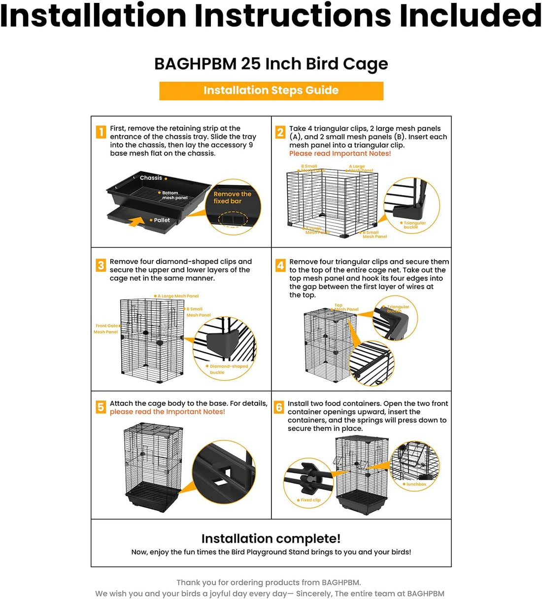 24.8 in Bird Cage, Medium‑Small Parakeet Cage with Expansion Ports