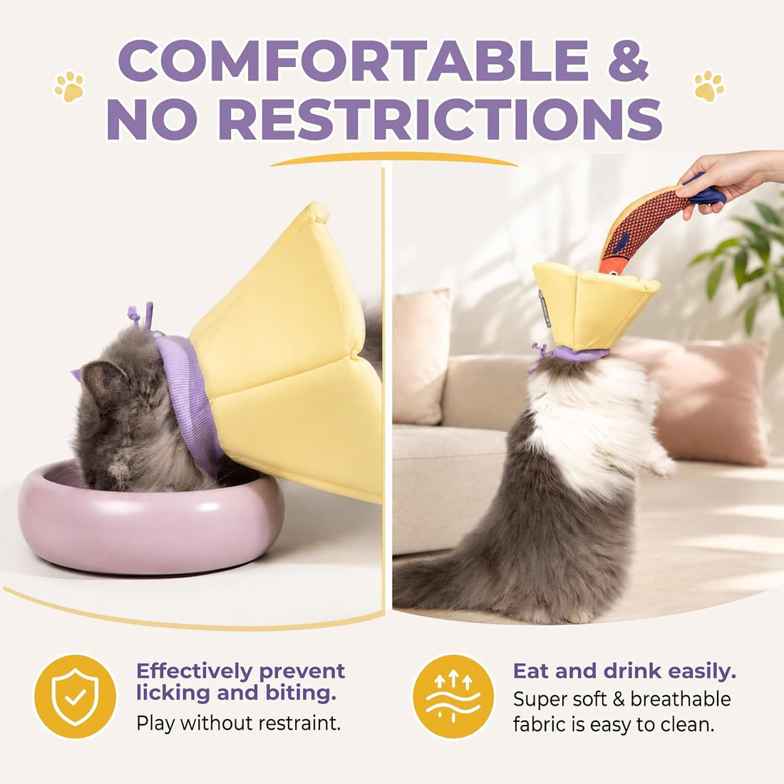 Cat Cone Collar Soft - Adjustable Recovery Collar for Cats & Small