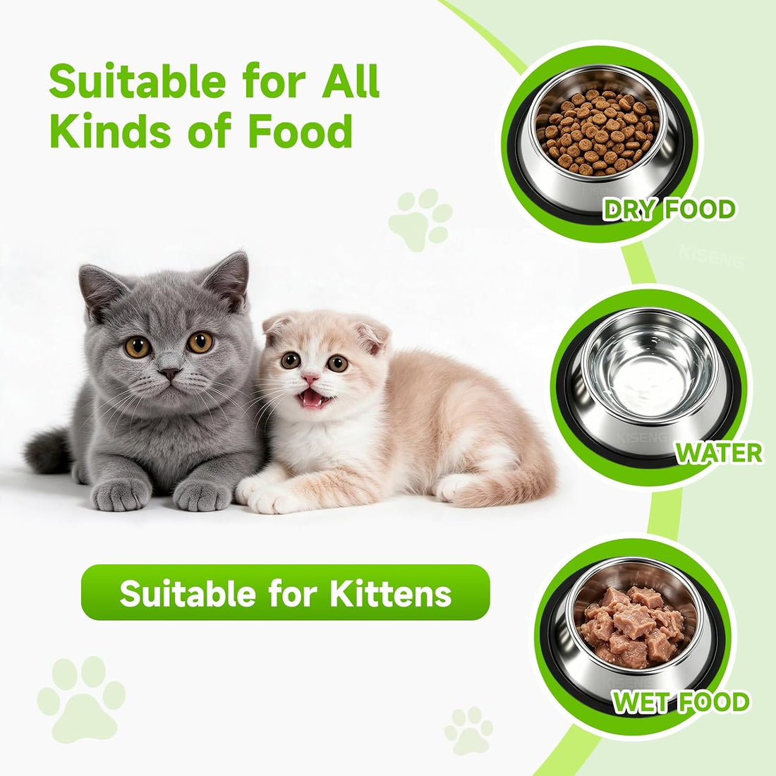 3 Pcs Non-Slip Stainless Steel Small Cat Food Bowls Thicken 7 Oz Cat